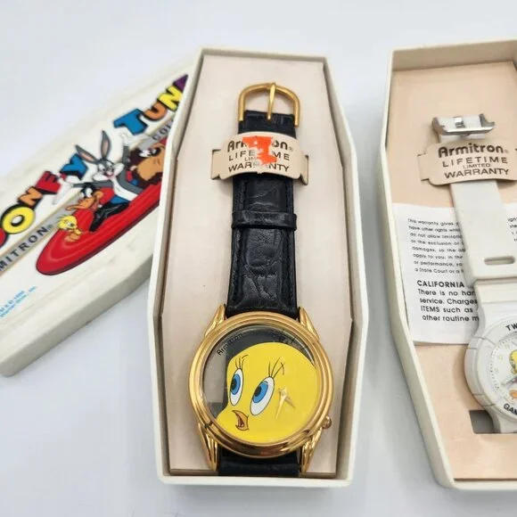 Armitron 1994 Looney Tunes Tweety Bird Watch Lot Of (2  display picture 1